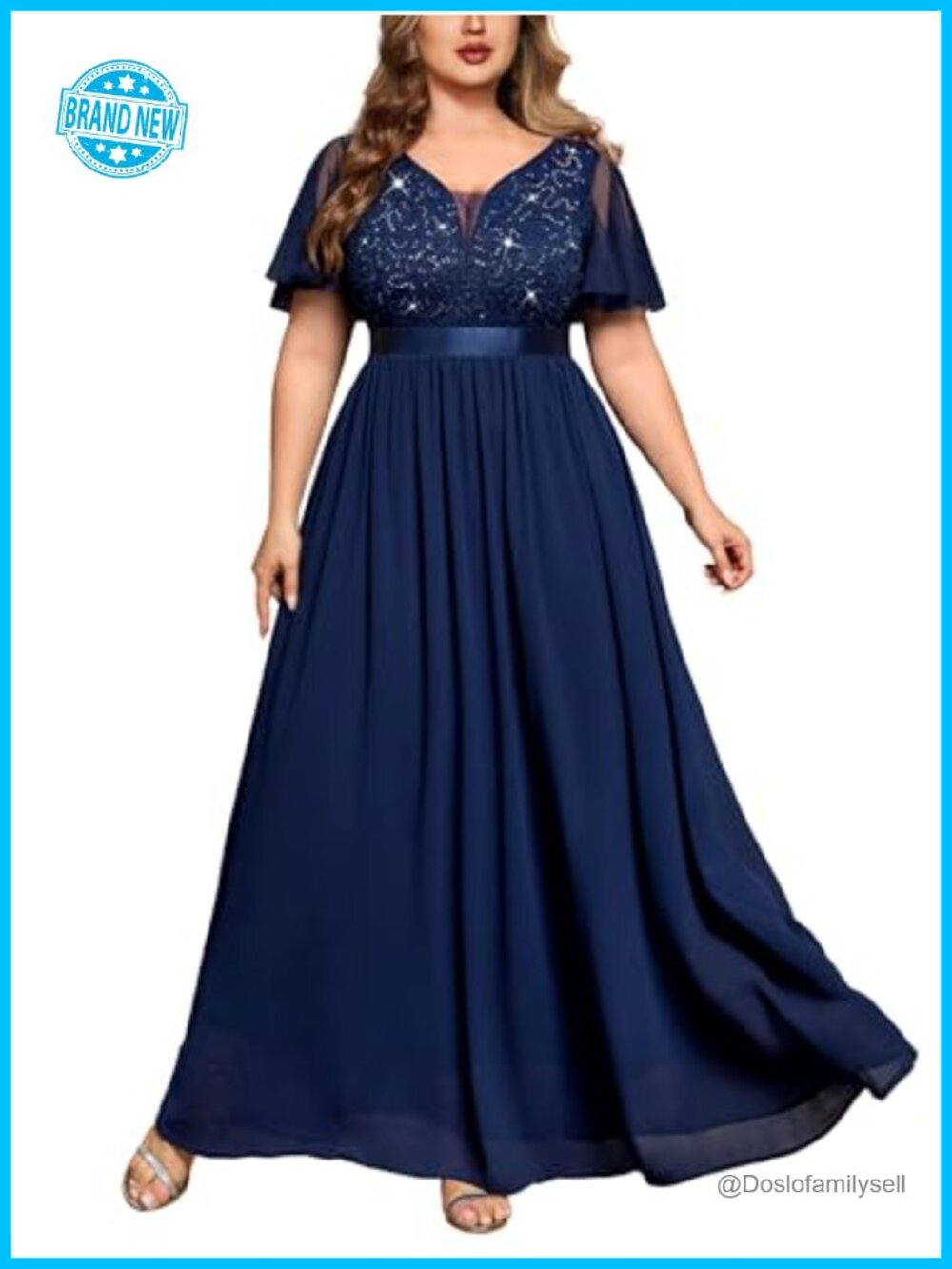 MISSMAY Plus Size Sequin Lace Formal Prom Dress